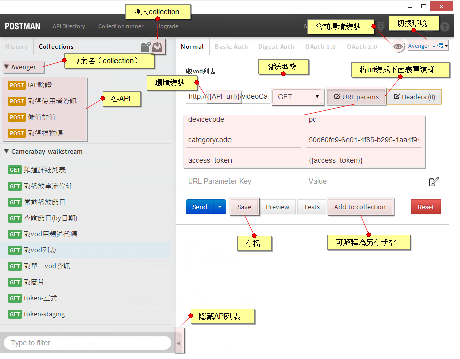 postman功能介紹圖